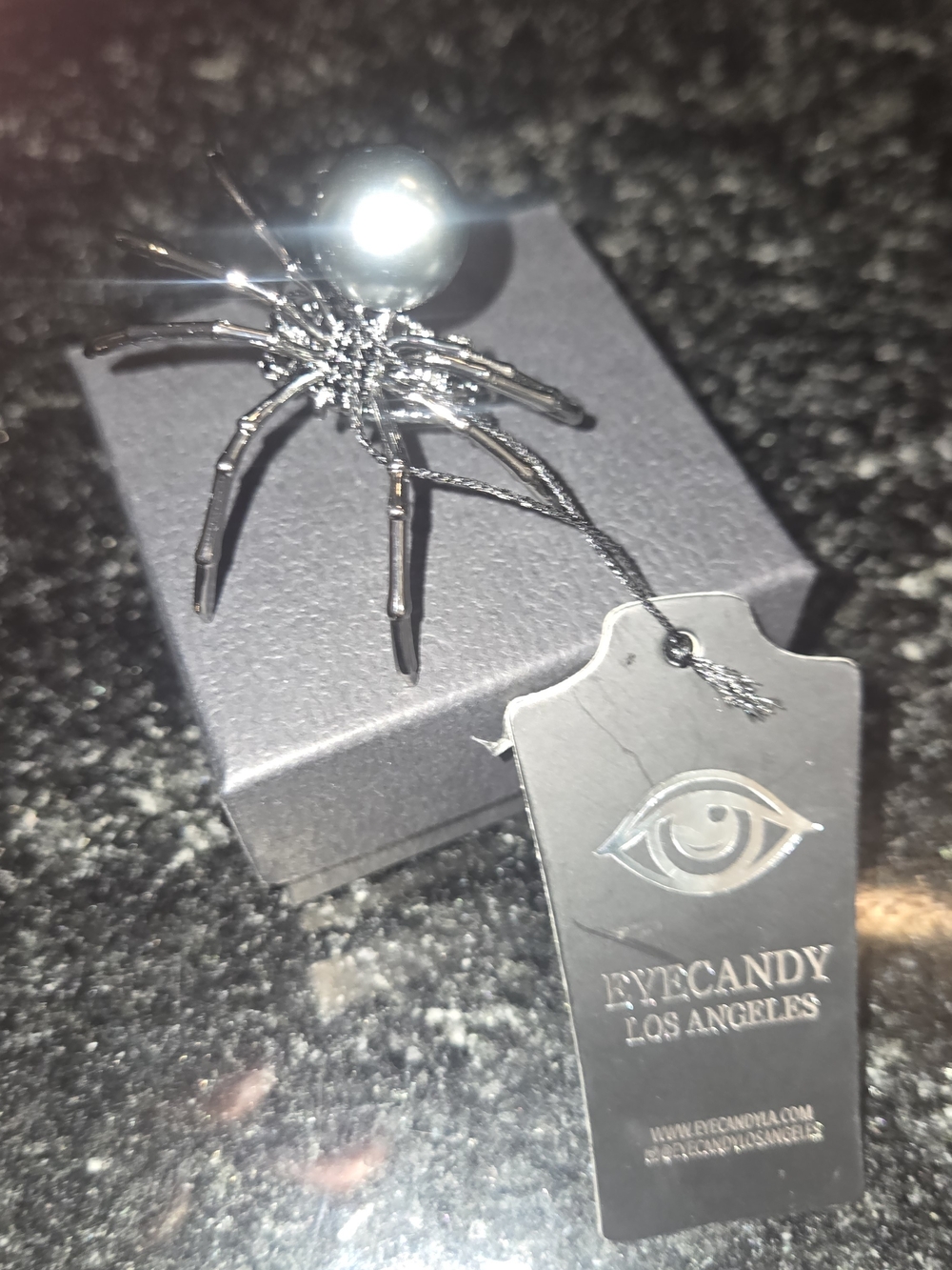 eye candy Black and Silver Spider Ring Adjustable
